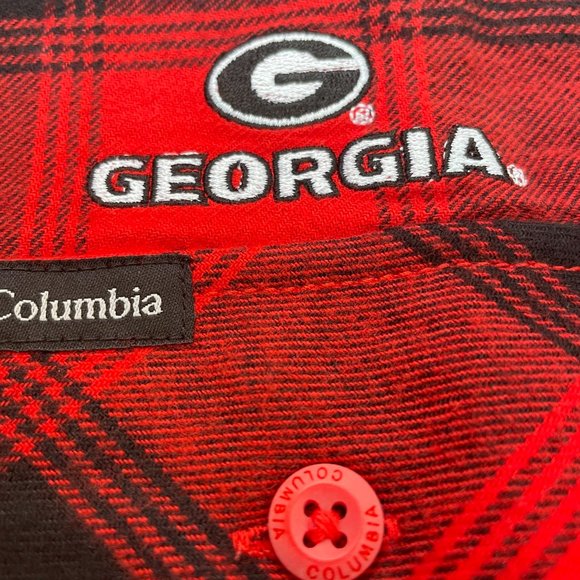 GEORGIA BULLDOGS FLANNEL SHIRT-ADULT MEDIUM-COLUMBIA-STITCHED -NWT $65 - Picture 2 of 7